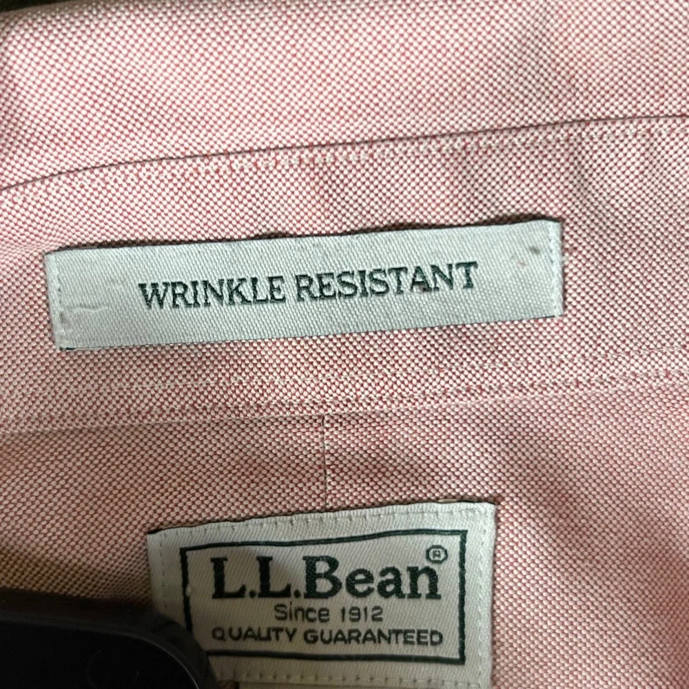 LLBean Mens‎ Pink Wrinkle Resistant Long Sleeve Button Down Shirt XL